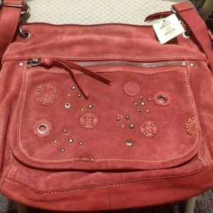 Older Red Leather Fossil Bag With Tags, Never Used But Check Pics for Condition.